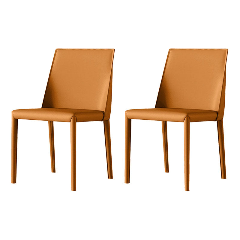 Metal Leather Industrial Dining Side Chairs Dining Room Solid Back Chair (Set of 2) Orange Yellow Clearhalo ' kitchen&dining_furn' 'Dining Chairs' 'Dining Tables & Seating' 'dining_chair' 'furn' 'furn_dining_chair' 'Furniture' 'furniture_dining_chair' 'Kitchen & Dining Furniture' 'kitchen' 4272226