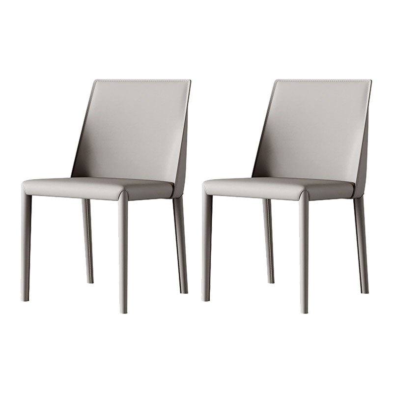 Metal Leather Industrial Dining Side Chairs Dining Room Solid Back Chair (Set of 2) Light Gray Clearhalo ' kitchen&dining_furn' 'Dining Chairs' 'Dining Tables & Seating' 'dining_chair' 'furn' 'furn_dining_chair' 'Furniture' 'furniture_dining_chair' 'Kitchen & Dining Furniture' 'kitchen' 4272234