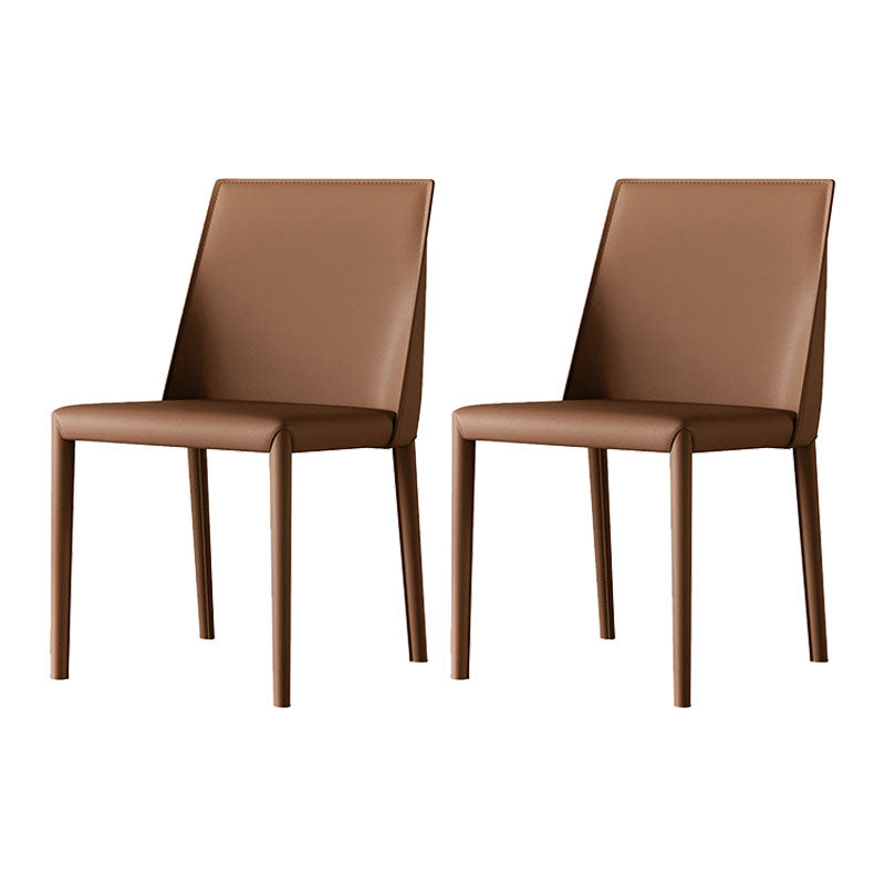 Metal Leather Industrial Dining Side Chairs Dining Room Solid Back Chair (Set of 2) Coffee Clearhalo ' kitchen&dining_furn' 'Dining Chairs' 'Dining Tables & Seating' 'dining_chair' 'furn' 'furn_dining_chair' 'Furniture' 'furniture_dining_chair' 'Kitchen & Dining Furniture' 'kitchen' 4272236