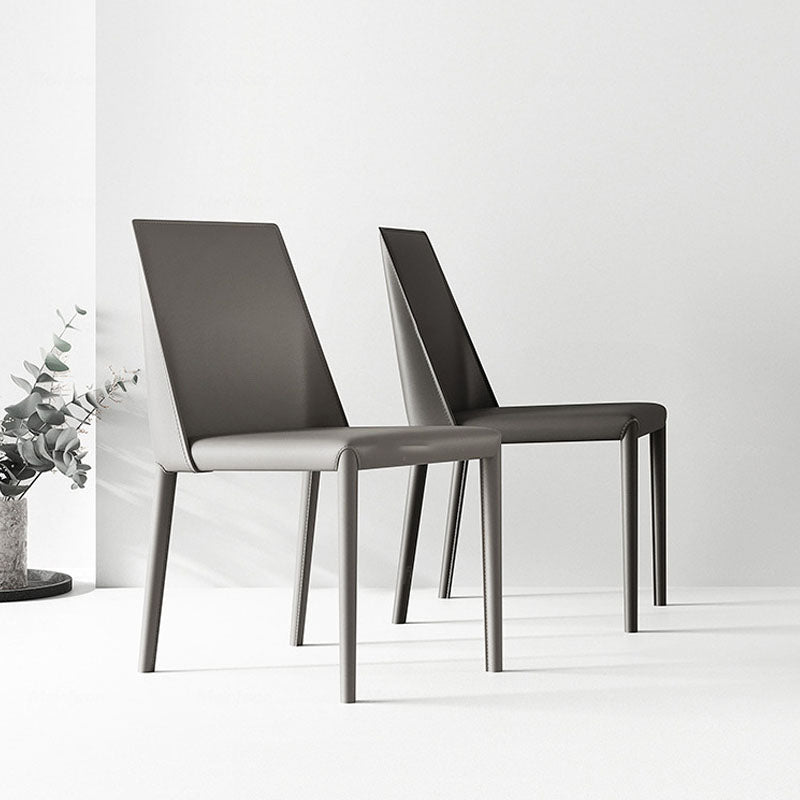 Metal Leather Industrial Dining Side Chairs Dining Room Solid Back Chair (Set of 2) Clearhalo ' kitchen&dining_furn' 'Dining Chairs' 'Dining Tables & Seating' 'dining_chair' 'furn' 'furn_dining_chair' 'Furniture' 'furniture_dining_chair' 'Kitchen & Dining Furniture' 'kitchen' 4272240