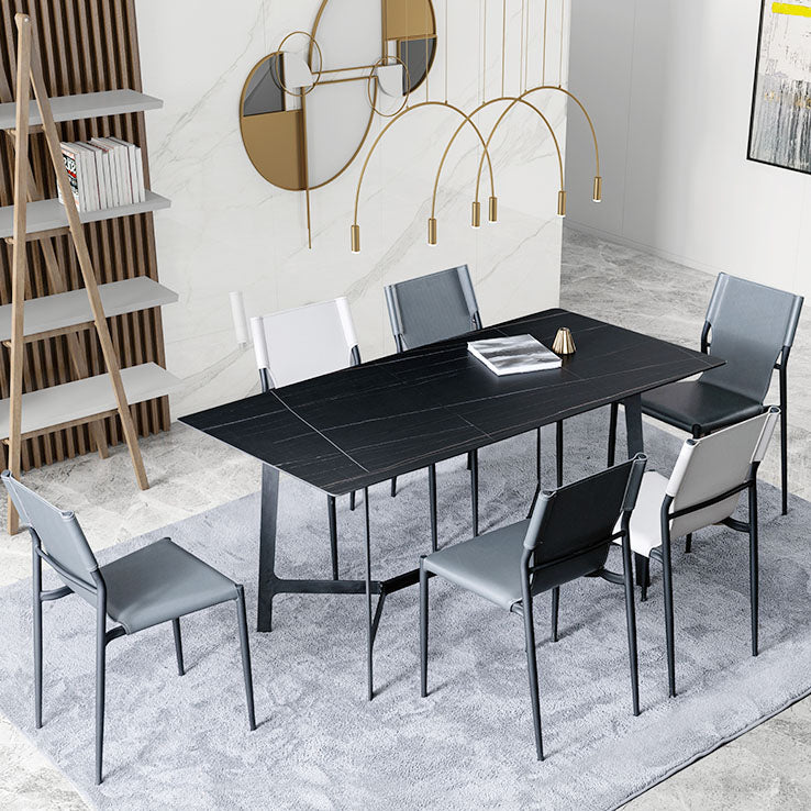 Home Armless Dining Chairs Leather Side Chairs with Metal Legs (Set of 2) Clearhalo ' kitchen&dining_furn' 'Dining Chairs' 'Dining Tables & Seating' 'dining_chair' 'furn' 'furn_dining_chair' 'Furniture' 'furniture_dining_chair' 'Kitchen & Dining Furniture' 'kitchen' 4272253