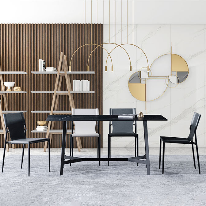 Home Armless Dining Chairs Leather Side Chairs with Metal Legs (Set of 2) Clearhalo ' kitchen&dining_furn' 'Dining Chairs' 'Dining Tables & Seating' 'dining_chair' 'furn' 'furn_dining_chair' 'Furniture' 'furniture_dining_chair' 'Kitchen & Dining Furniture' 'kitchen' 4272254