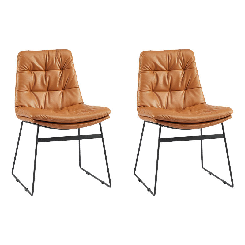 Contemporary Style Dining Chairs Kitchen Armless Side Chairs with Metal Legs (Set of 2) Light Brown Clearhalo ' kitchen&dining_furn' 'Dining Chairs' 'Dining Tables & Seating' 'dining_chair' 'furn' 'furn_dining_chair' 'Furniture' 'furniture_dining_chair' 'Kitchen & Dining Furniture' 'kitchen' 4272274