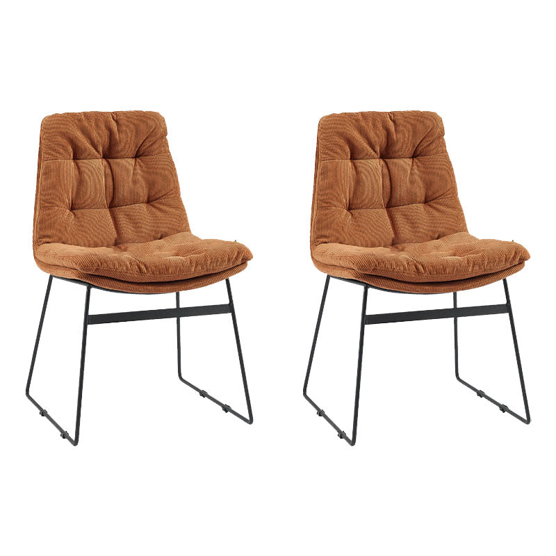 Contemporary Style Dining Chairs Kitchen Armless Side Chairs with Metal Legs (Set of 2) Brown Clearhalo ' kitchen&dining_furn' 'Dining Chairs' 'Dining Tables & Seating' 'dining_chair' 'furn' 'furn_dining_chair' 'Furniture' 'furniture_dining_chair' 'Kitchen & Dining Furniture' 'kitchen' 4272275