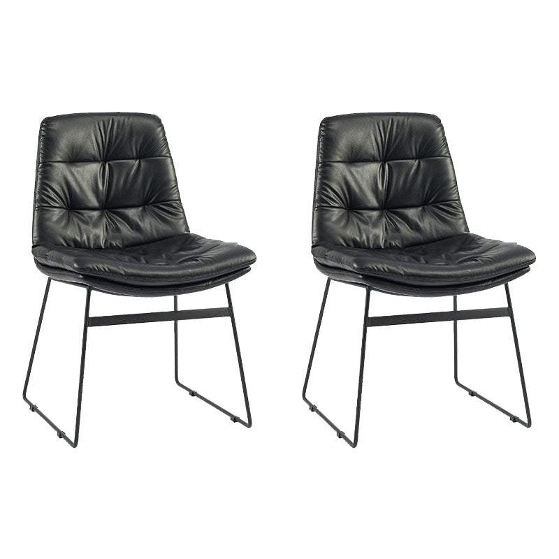 Contemporary Style Dining Chairs Kitchen Armless Side Chairs with Metal Legs (Set of 2) Black Clearhalo ' kitchen&dining_furn' 'Dining Chairs' 'Dining Tables & Seating' 'dining_chair' 'furn' 'furn_dining_chair' 'Furniture' 'furniture_dining_chair' 'Kitchen & Dining Furniture' 'kitchen' 4272279