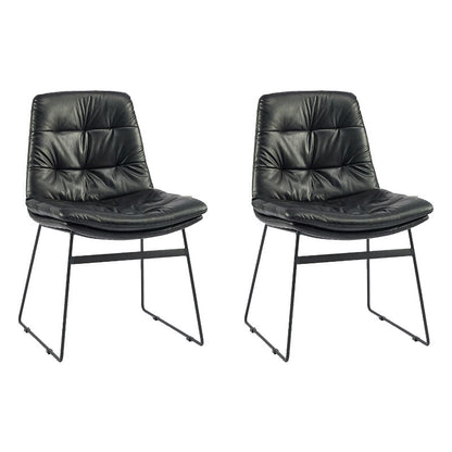 Contemporary Style Dining Chairs Kitchen Armless Side Chairs with Metal Legs (Set of 2) Black Clearhalo ' kitchen&dining_furn' 'Dining Chairs' 'Dining Tables & Seating' 'dining_chair' 'furn' 'furn_dining_chair' 'Furniture' 'furniture_dining_chair' 'Kitchen & Dining Furniture' 'kitchen' 4272279