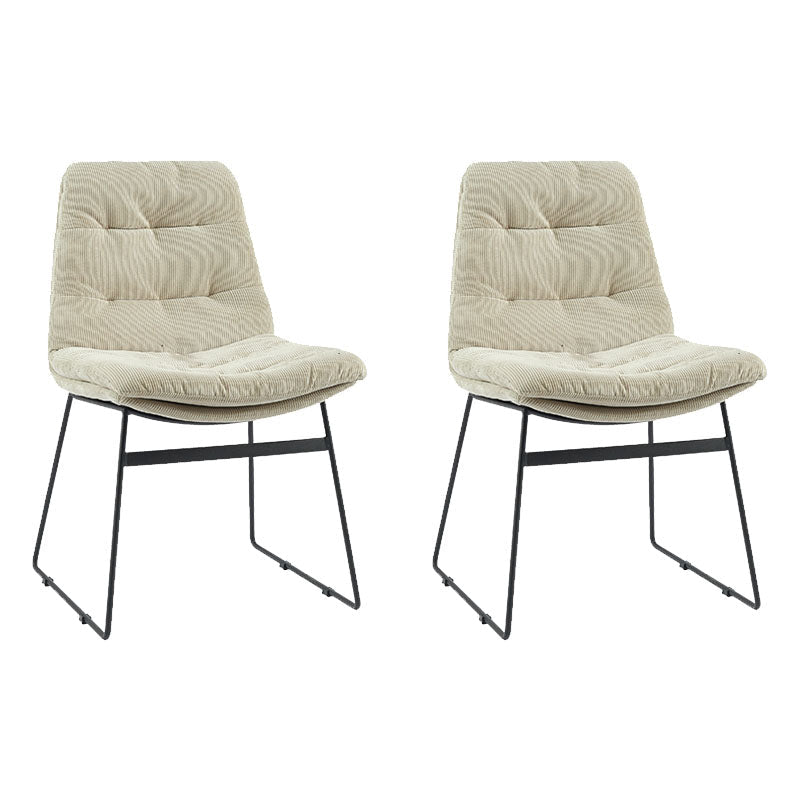 Contemporary Style Dining Chairs Kitchen Armless Side Chairs with Metal Legs (Set of 2) Light Gray-White Clearhalo ' kitchen&dining_furn' 'Dining Chairs' 'Dining Tables & Seating' 'dining_chair' 'furn' 'furn_dining_chair' 'Furniture' 'furniture_dining_chair' 'Kitchen & Dining Furniture' 'kitchen' 4272284