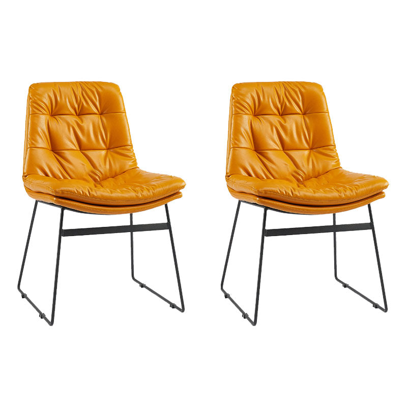 Contemporary Style Dining Chairs Kitchen Armless Side Chairs with Metal Legs (Set of 2) Orange Clearhalo ' kitchen&dining_furn' 'Dining Chairs' 'Dining Tables & Seating' 'dining_chair' 'furn' 'furn_dining_chair' 'Furniture' 'furniture_dining_chair' 'Kitchen & Dining Furniture' 'kitchen' 4272286