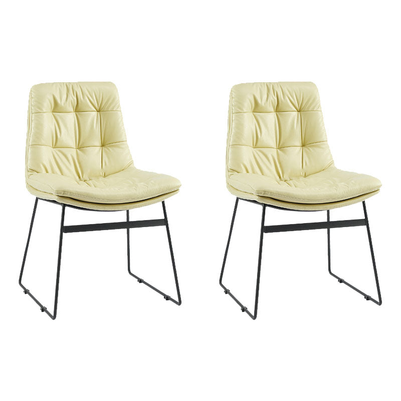 Contemporary Style Dining Chairs Kitchen Armless Side Chairs with Metal Legs (Set of 2) Off-White Clearhalo ' kitchen&dining_furn' 'Dining Chairs' 'Dining Tables & Seating' 'dining_chair' 'furn' 'furn_dining_chair' 'Furniture' 'furniture_dining_chair' 'Kitchen & Dining Furniture' 'kitchen' 4272288