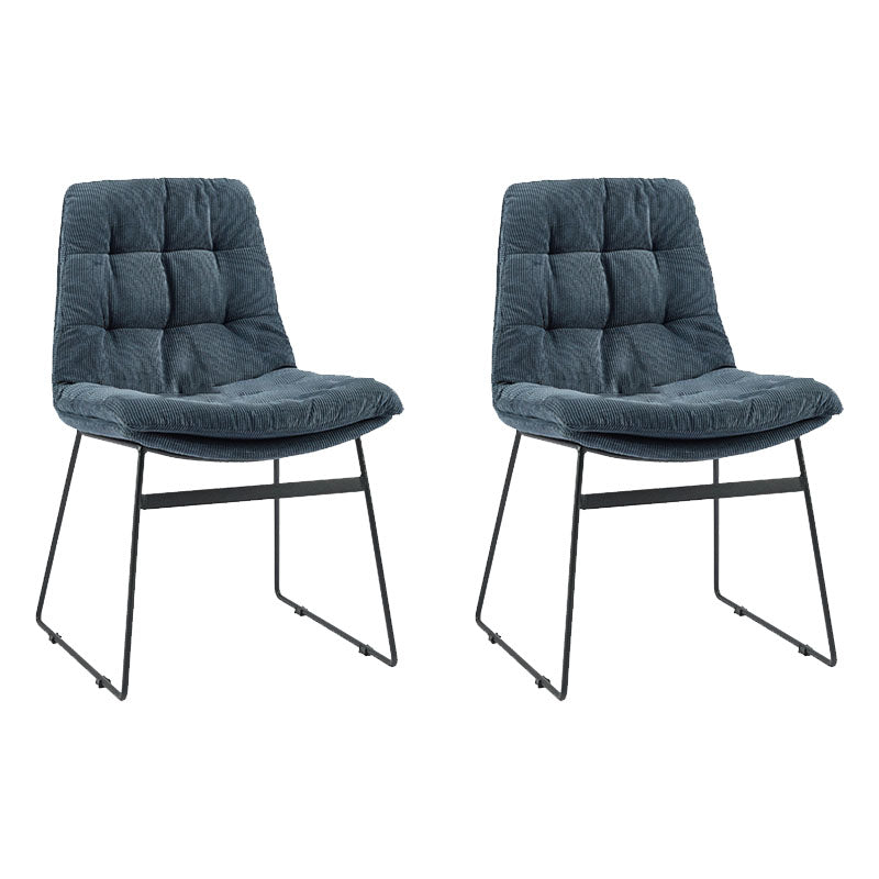 Contemporary Style Dining Chairs Kitchen Armless Side Chairs with Metal Legs (Set of 2) Blue Clearhalo ' kitchen&dining_furn' 'Dining Chairs' 'Dining Tables & Seating' 'dining_chair' 'furn' 'furn_dining_chair' 'Furniture' 'furniture_dining_chair' 'Kitchen & Dining Furniture' 'kitchen' 4272289