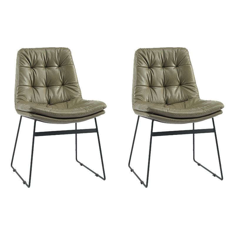 Contemporary Style Dining Chairs Kitchen Armless Side Chairs with Metal Legs (Set of 2) Dark Gray Clearhalo ' kitchen&dining_furn' 'Dining Chairs' 'Dining Tables & Seating' 'dining_chair' 'furn' 'furn_dining_chair' 'Furniture' 'furniture_dining_chair' 'Kitchen & Dining Furniture' 'kitchen' 4272291