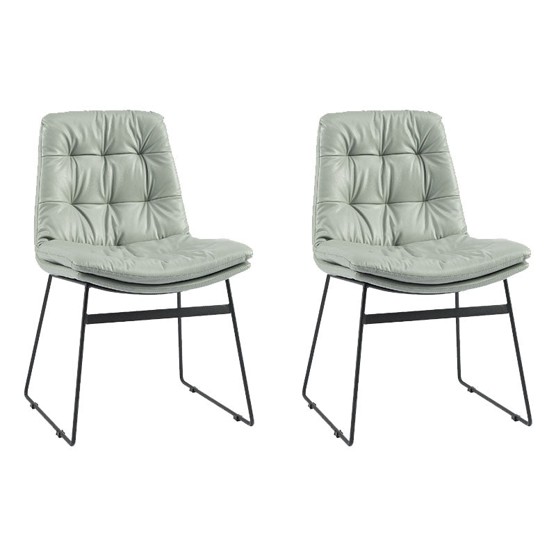 Contemporary Style Dining Chairs Kitchen Armless Side Chairs with Metal Legs (Set of 2) Light Gray Clearhalo ' kitchen&dining_furn' 'Dining Chairs' 'Dining Tables & Seating' 'dining_chair' 'furn' 'furn_dining_chair' 'Furniture' 'furniture_dining_chair' 'Kitchen & Dining Furniture' 'kitchen' 4272294