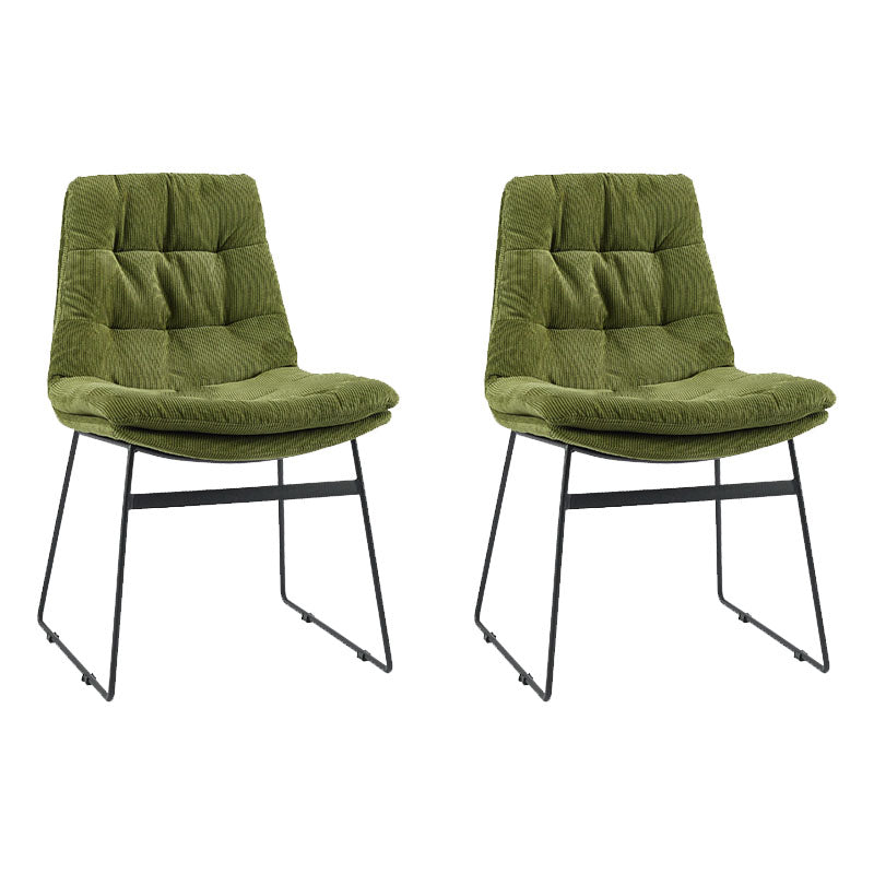 Contemporary Style Dining Chairs Kitchen Armless Side Chairs with Metal Legs (Set of 2) Green Clearhalo ' kitchen&dining_furn' 'Dining Chairs' 'Dining Tables & Seating' 'dining_chair' 'furn' 'furn_dining_chair' 'Furniture' 'furniture_dining_chair' 'Kitchen & Dining Furniture' 'kitchen' 4272295