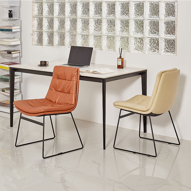 Contemporary Style Dining Chairs Kitchen Armless Side Chairs with Metal Legs (Set of 2) Clearhalo ' kitchen&dining_furn' 'Dining Chairs' 'Dining Tables & Seating' 'dining_chair' 'furn' 'furn_dining_chair' 'Furniture' 'furniture_dining_chair' 'Kitchen & Dining Furniture' 'kitchen' 4272296