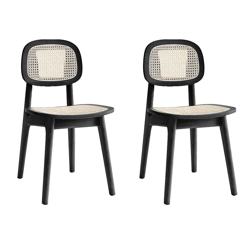 Contemporary Wood Dining Room Chair Cane Back Dining Chairs (Set of 2) Black Clearhalo ' kitchen&dining_furn' 'Dining Chairs' 'Dining Tables & Seating' 'dining_chair' 'furn' 'furn_dining_chair' 'Furniture' 'furniture_dining_chair' 'Kitchen & Dining Furniture' 'kitchen' 4272313
