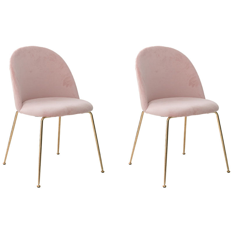 Nordic Style Metal Dining Chairs Dining Side Armless Chair for Kitchen Light Pink 2 Piece Set Clearhalo ' kitchen&dining_furn' 'Dining Chairs' 'Dining Tables & Seating' 'dining_chair' 'furn' 'furn_dining_chair' 'Furniture' 'furniture_dining_chair' 'Kitchen & Dining Furniture' 'kitchen' 4272337