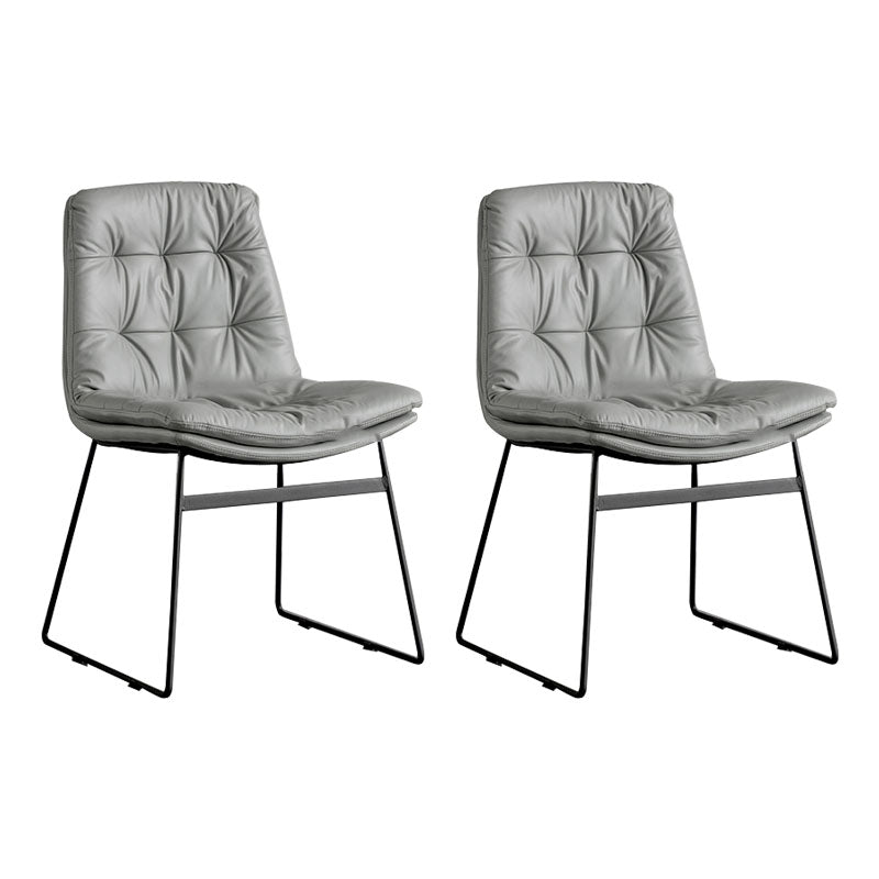 Contemporary Style Kitchen Chairs Dining Armless Side Chair with Metal Legs Light Gray 2 Piece Set Clearhalo ' kitchen&dining_furn' 'Dining Chairs' 'Dining Tables & Seating' 'dining_chair' 'furn' 'furn_dining_chair' 'Furniture' 'furniture_dining_chair' 'Kitchen & Dining Furniture' 'kitchen' 4272354