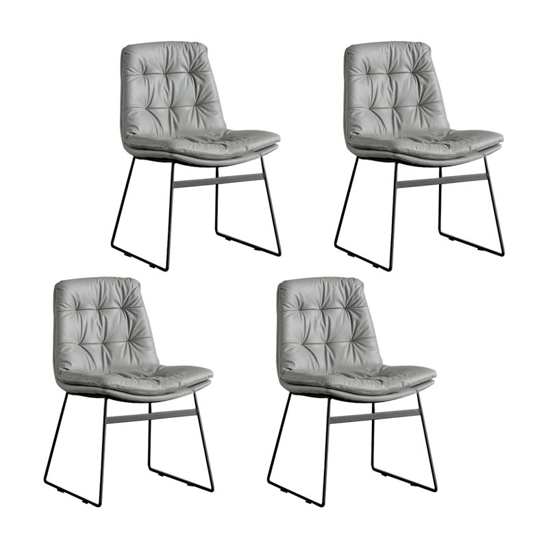 Contemporary Style Kitchen Chairs Dining Armless Side Chair with Metal Legs Light Gray 4 Piece Set Clearhalo ' kitchen&dining_furn' 'Dining Chairs' 'Dining Tables & Seating' 'dining_chair' 'furn' 'furn_dining_chair' 'Furniture' 'furniture_dining_chair' 'Kitchen & Dining Furniture' 'kitchen' 4272356