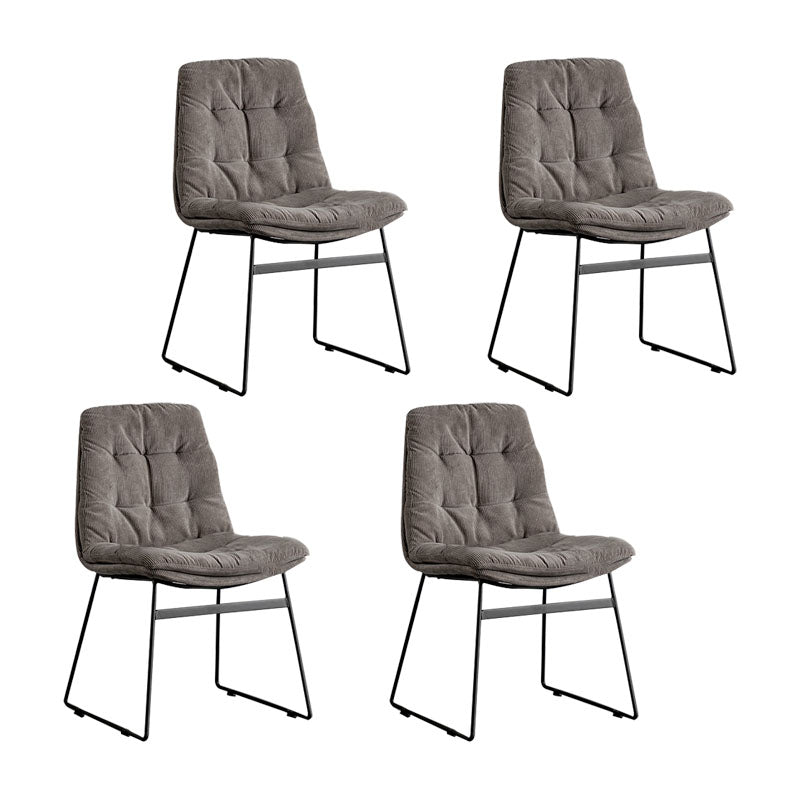 Contemporary Style Kitchen Chairs Dining Armless Side Chair with Metal Legs Dark Gray-White 4 Piece Set Clearhalo ' kitchen&dining_furn' 'Dining Chairs' 'Dining Tables & Seating' 'dining_chair' 'furn' 'furn_dining_chair' 'Furniture' 'furniture_dining_chair' 'Kitchen & Dining Furniture' 'kitchen' 4272363
