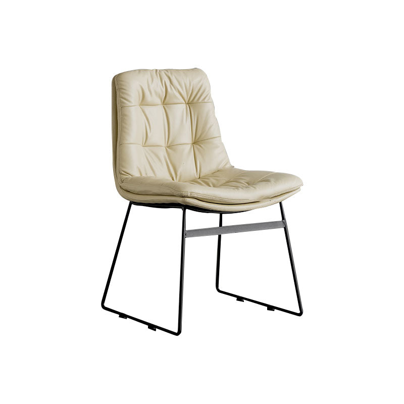 Contemporary Style Kitchen Chairs Dining Armless Side Chair with Metal Legs Off-White 1 Piece Clearhalo ' kitchen&dining_furn' 'Dining Chairs' 'Dining Tables & Seating' 'dining_chair' 'furn' 'furn_dining_chair' 'Furniture' 'furniture_dining_chair' 'Kitchen & Dining Furniture' 'kitchen' 4272364