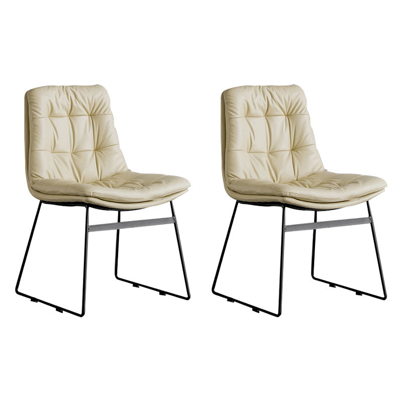 Contemporary Style Kitchen Chairs Dining Armless Side Chair with Metal Legs Off-White 2 Piece Set Clearhalo ' kitchen&dining_furn' 'Dining Chairs' 'Dining Tables & Seating' 'dining_chair' 'furn' 'furn_dining_chair' 'Furniture' 'furniture_dining_chair' 'Kitchen & Dining Furniture' 'kitchen' 4272367