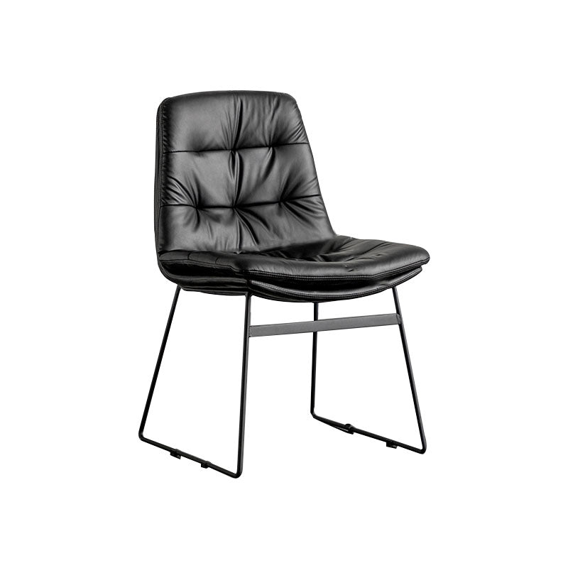 Contemporary Style Kitchen Chairs Dining Armless Side Chair with Metal Legs Black 1 Piece Clearhalo ' kitchen&dining_furn' 'Dining Chairs' 'Dining Tables & Seating' 'dining_chair' 'furn' 'furn_dining_chair' 'Furniture' 'furniture_dining_chair' 'Kitchen & Dining Furniture' 'kitchen' 4272370