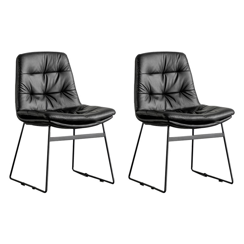 Contemporary Style Kitchen Chairs Dining Armless Side Chair with Metal Legs Black 2 Piece Set Clearhalo ' kitchen&dining_furn' 'Dining Chairs' 'Dining Tables & Seating' 'dining_chair' 'furn' 'furn_dining_chair' 'Furniture' 'furniture_dining_chair' 'Kitchen & Dining Furniture' 'kitchen' 4272372