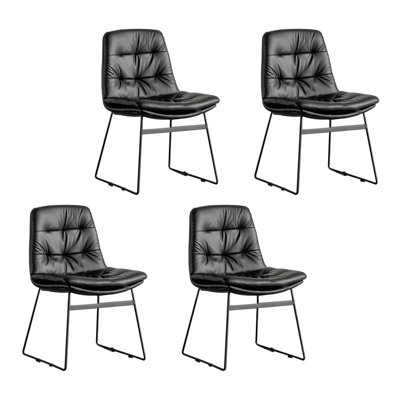 Contemporary Style Kitchen Chairs Dining Armless Side Chair with Metal Legs Black 4 Piece Set Clearhalo ' kitchen&dining_furn' 'Dining Chairs' 'Dining Tables & Seating' 'dining_chair' 'furn' 'furn_dining_chair' 'Furniture' 'furniture_dining_chair' 'Kitchen & Dining Furniture' 'kitchen' 4272374