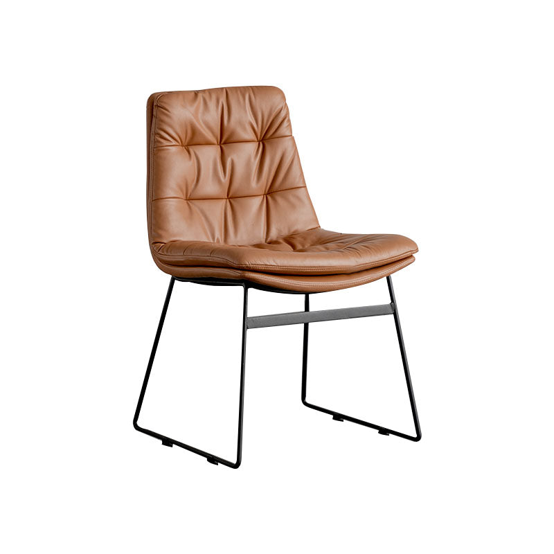 Contemporary Style Kitchen Chairs Dining Armless Side Chair with Metal Legs Brown 1 Piece Clearhalo ' kitchen&dining_furn' 'Dining Chairs' 'Dining Tables & Seating' 'dining_chair' 'furn' 'furn_dining_chair' 'Furniture' 'furniture_dining_chair' 'Kitchen & Dining Furniture' 'kitchen' 4272382
