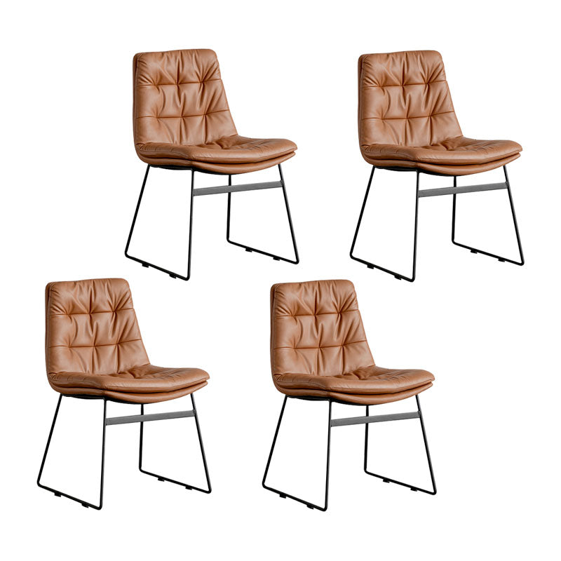 Contemporary Style Kitchen Chairs Dining Armless Side Chair with Metal Legs Brown 4 Piece Set Clearhalo ' kitchen&dining_furn' 'Dining Chairs' 'Dining Tables & Seating' 'dining_chair' 'furn' 'furn_dining_chair' 'Furniture' 'furniture_dining_chair' 'Kitchen & Dining Furniture' 'kitchen' 4272384