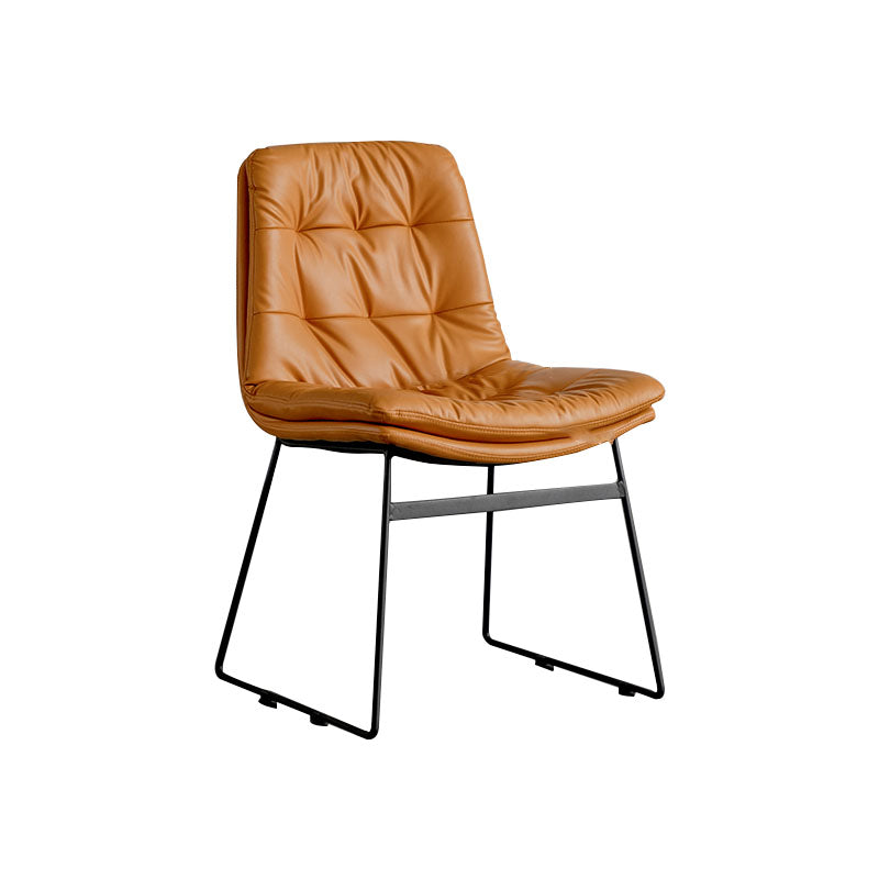 Contemporary Style Kitchen Chairs Dining Armless Side Chair with Metal Legs Orange 1 Piece Clearhalo ' kitchen&dining_furn' 'Dining Chairs' 'Dining Tables & Seating' 'dining_chair' 'furn' 'furn_dining_chair' 'Furniture' 'furniture_dining_chair' 'Kitchen & Dining Furniture' 'kitchen' 4272385