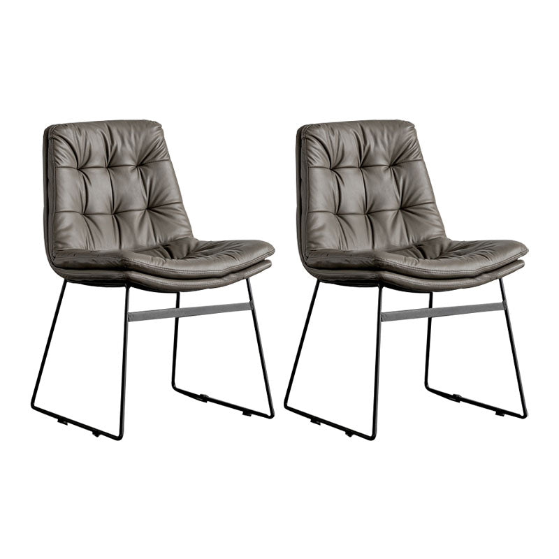 Contemporary Style Kitchen Chairs Dining Armless Side Chair with Metal Legs Dark Gray 2 Piece Set Clearhalo ' kitchen&dining_furn' 'Dining Chairs' 'Dining Tables & Seating' 'dining_chair' 'furn' 'furn_dining_chair' 'Furniture' 'furniture_dining_chair' 'Kitchen & Dining Furniture' 'kitchen' 4272389
