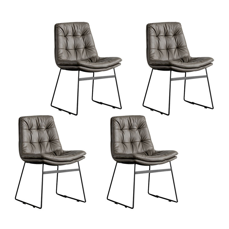 Contemporary Style Kitchen Chairs Dining Armless Side Chair with Metal Legs Dark Gray 4 Piece Set Clearhalo ' kitchen&dining_furn' 'Dining Chairs' 'Dining Tables & Seating' 'dining_chair' 'furn' 'furn_dining_chair' 'Furniture' 'furniture_dining_chair' 'Kitchen & Dining Furniture' 'kitchen' 4272390