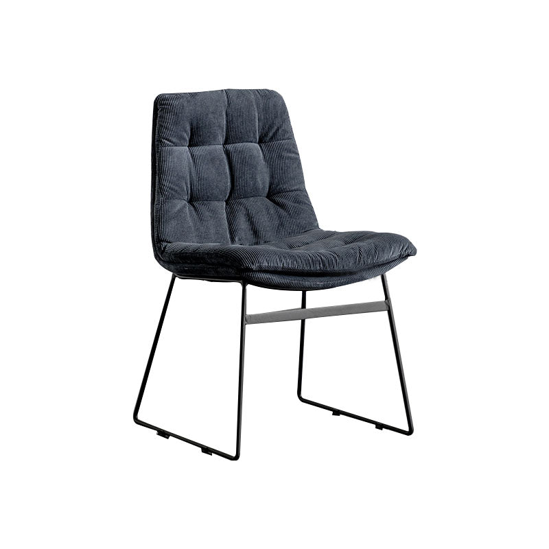 Contemporary Style Kitchen Chairs Dining Armless Side Chair with Metal Legs Dark Blue 1 Piece Clearhalo ' kitchen&dining_furn' 'Dining Chairs' 'Dining Tables & Seating' 'dining_chair' 'furn' 'furn_dining_chair' 'Furniture' 'furniture_dining_chair' 'Kitchen & Dining Furniture' 'kitchen' 4272391