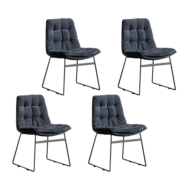 Contemporary Style Kitchen Chairs Dining Armless Side Chair with Metal Legs Dark Blue 4 Piece Set Clearhalo ' kitchen&dining_furn' 'Dining Chairs' 'Dining Tables & Seating' 'dining_chair' 'furn' 'furn_dining_chair' 'Furniture' 'furniture_dining_chair' 'Kitchen & Dining Furniture' 'kitchen' 4272393