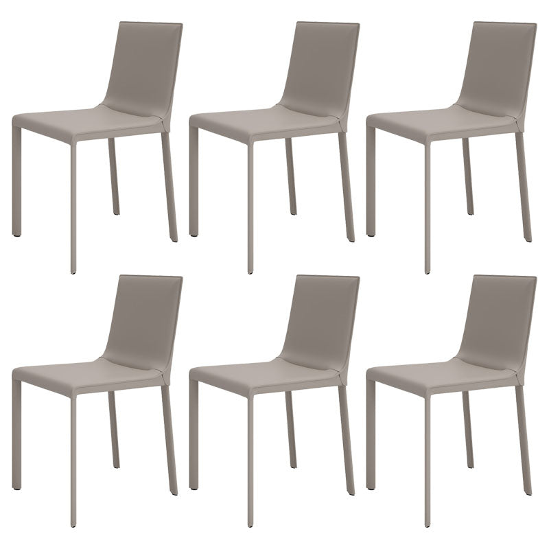 Contemporary Style Kitchen Chairs Dining Armless Side Chairs with Metal Legs Off-White 6 Piece Set Clearhalo ' kitchen&dining_furn' 'Dining Chairs' 'Dining Tables & Seating' 'dining_chair' 'furn' 'furn_dining_chair' 'Furniture' 'furniture_dining_chair' 'Kitchen & Dining Furniture' 'kitchen' 4272417
