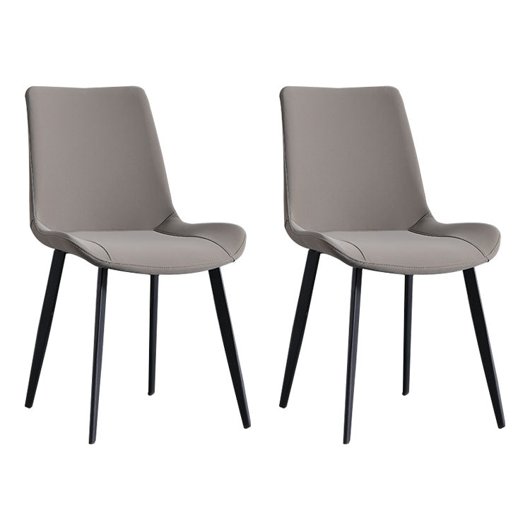 Contemporary Style Dining Chairs Kitchen Armless Side Chair with Metal Legs (Set of 2) Light Gray Clearhalo ' kitchen&dining_furn' 'Dining Chairs' 'Dining Tables & Seating' 'dining_chair' 'furn' 'furn_dining_chair' 'Furniture' 'furniture_dining_chair' 'Kitchen & Dining Furniture' 'kitchen' 4272424