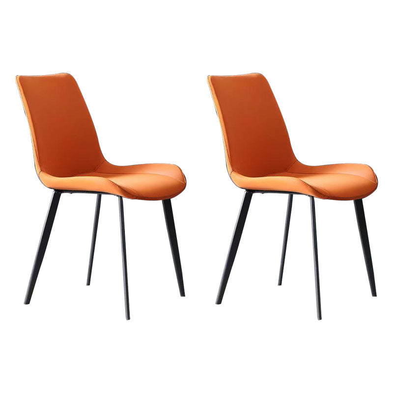 Contemporary Style Dining Chairs Kitchen Armless Side Chair with Metal Legs (Set of 2) Orange Clearhalo ' kitchen&dining_furn' 'Dining Chairs' 'Dining Tables & Seating' 'dining_chair' 'furn' 'furn_dining_chair' 'Furniture' 'furniture_dining_chair' 'Kitchen & Dining Furniture' 'kitchen' 4272425