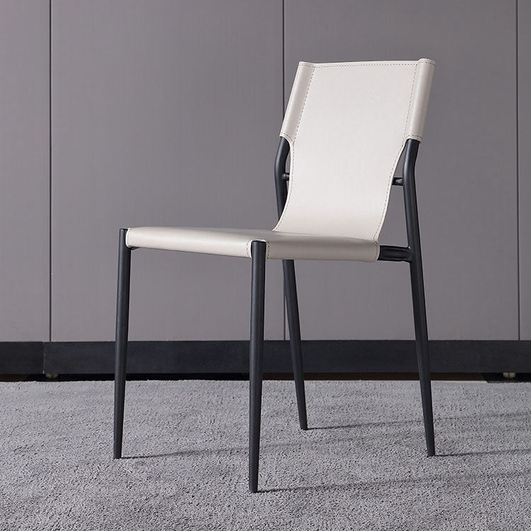 Contemporary Style Dining Chairs Kitchen Armless Side Chair with Metal Legs Off-White 1 Piece Clearhalo ' kitchen&dining_furn' 'Dining Chairs' 'Dining Tables & Seating' 'dining_chair' 'furn' 'furn_dining_chair' 'Furniture' 'furniture_dining_chair' 'Kitchen & Dining Furniture' 'kitchen' 4272441