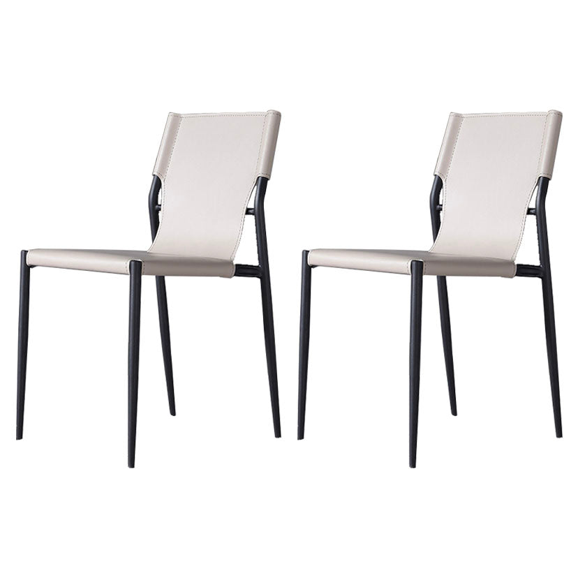 Contemporary Style Dining Chairs Kitchen Armless Side Chair with Metal Legs Off-White 2 Piece Set Clearhalo ' kitchen&dining_furn' 'Dining Chairs' 'Dining Tables & Seating' 'dining_chair' 'furn' 'furn_dining_chair' 'Furniture' 'furniture_dining_chair' 'Kitchen & Dining Furniture' 'kitchen' 4272442
