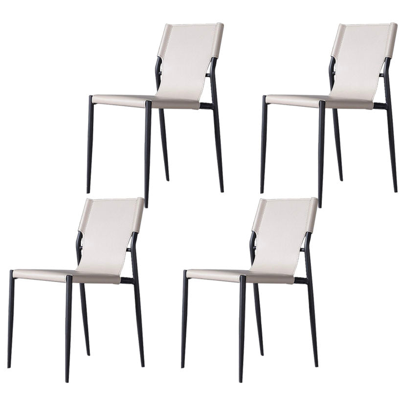 Contemporary Style Dining Chairs Kitchen Armless Side Chair with Metal Legs Off-White 4 Piece Set Clearhalo ' kitchen&dining_furn' 'Dining Chairs' 'Dining Tables & Seating' 'dining_chair' 'furn' 'furn_dining_chair' 'Furniture' 'furniture_dining_chair' 'Kitchen & Dining Furniture' 'kitchen' 4272444