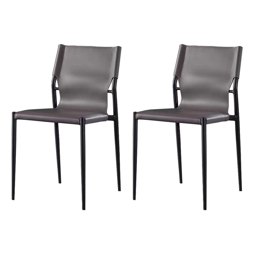 Contemporary Style Dining Chairs Kitchen Armless Side Chair with Metal Legs Grey 2 Piece Set Clearhalo ' kitchen&dining_furn' 'Dining Chairs' 'Dining Tables & Seating' 'dining_chair' 'furn' 'furn_dining_chair' 'Furniture' 'furniture_dining_chair' 'Kitchen & Dining Furniture' 'kitchen' 4272448