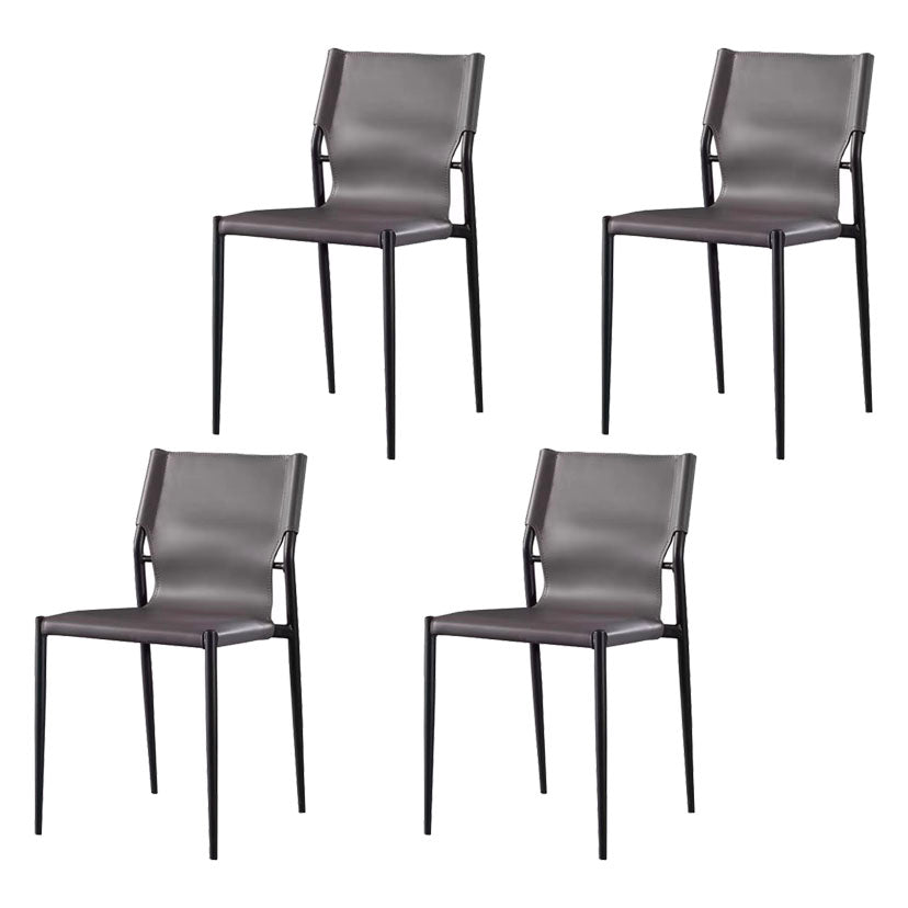 Contemporary Style Dining Chairs Kitchen Armless Side Chair with Metal Legs Grey 4 Piece Set Clearhalo ' kitchen&dining_furn' 'Dining Chairs' 'Dining Tables & Seating' 'dining_chair' 'furn' 'furn_dining_chair' 'Furniture' 'furniture_dining_chair' 'Kitchen & Dining Furniture' 'kitchen' 4272450