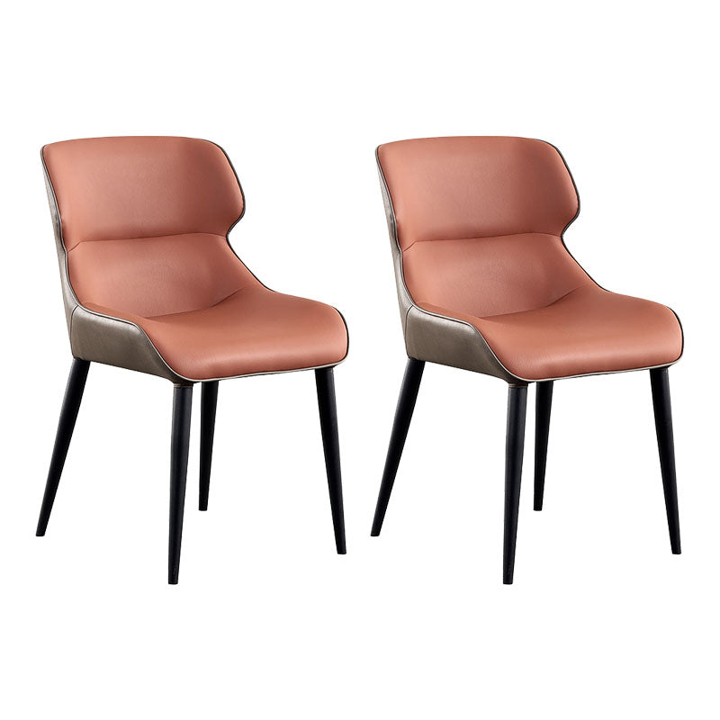 Contemporary Metal Dining Arm Chair Wingback Chair for Home Use (Set of 2) Orange Clearhalo ' kitchen&dining_furn' 'Dining Chairs' 'Dining Tables & Seating' 'dining_chair' 'furn' 'furn_dining_chair' 'Furniture' 'furniture_dining_chair' 'Kitchen & Dining Furniture' 'kitchen' 4272457