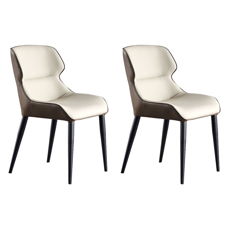 Contemporary Metal Dining Arm Chair Wingback Chair for Home Use (Set of 2) Gray-White Clearhalo ' kitchen&dining_furn' 'Dining Chairs' 'Dining Tables & Seating' 'dining_chair' 'furn' 'furn_dining_chair' 'Furniture' 'furniture_dining_chair' 'Kitchen & Dining Furniture' 'kitchen' 4272458