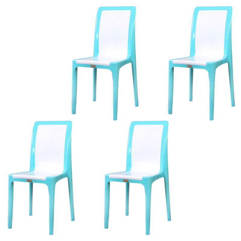Contemporary Style Plastic Dining Chair Dining Armless Side Chair for Kitchen (Set of 4) Sky Blue-White Clearhalo ' kitchen&dining_furn' 'Dining Chairs' 'Dining Tables & Seating' 'dining_chair' 'furn' 'furn_dining_chair' 'Furniture' 'furniture_dining_chair' 'Kitchen & Dining Furniture' 'kitchen' 4272492