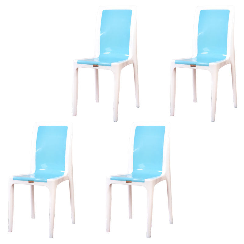 Contemporary Style Plastic Dining Chair Dining Armless Side Chair for Kitchen (Set of 4) White-Blue Clearhalo ' kitchen&dining_furn' 'Dining Chairs' 'Dining Tables & Seating' 'dining_chair' 'furn' 'furn_dining_chair' 'Furniture' 'furniture_dining_chair' 'Kitchen & Dining Furniture' 'kitchen' 4272494