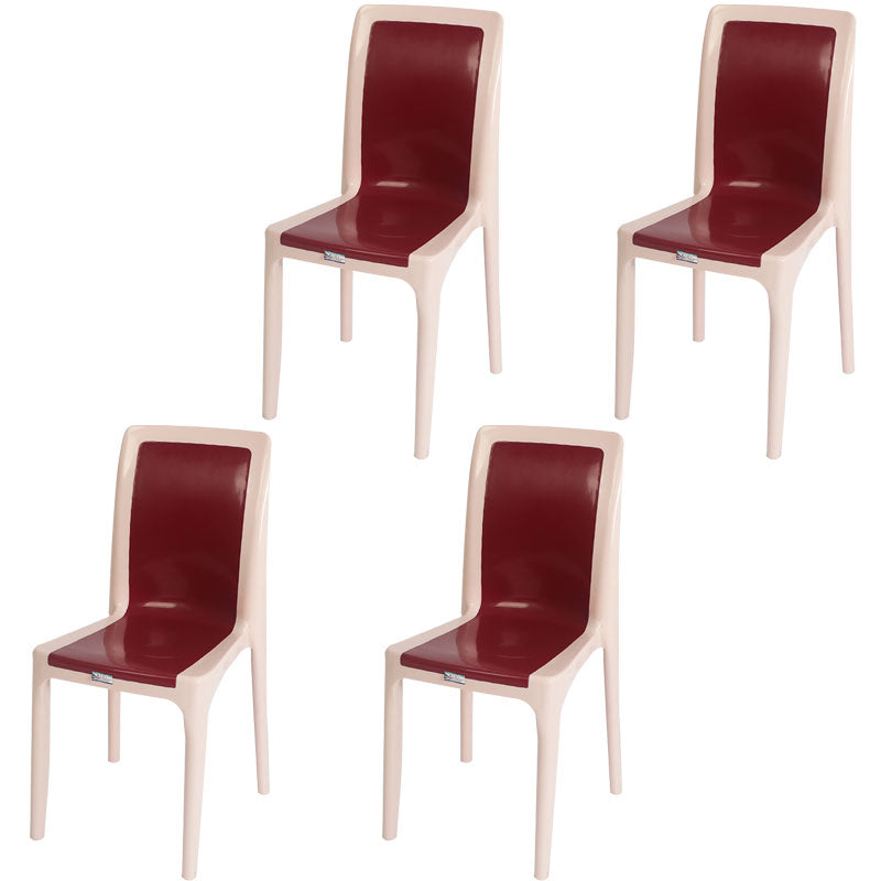 Contemporary Style Plastic Dining Chair Dining Armless Side Chair for Kitchen (Set of 4) Burgundy Clearhalo ' kitchen&dining_furn' 'Dining Chairs' 'Dining Tables & Seating' 'dining_chair' 'furn' 'furn_dining_chair' 'Furniture' 'furniture_dining_chair' 'Kitchen & Dining Furniture' 'kitchen' 4272496