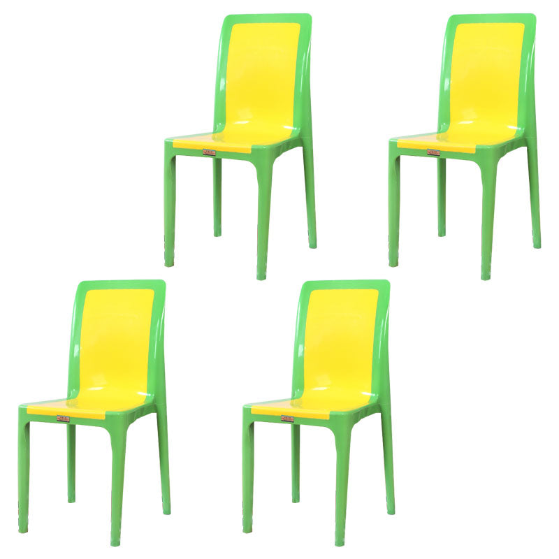 Contemporary Style Plastic Dining Chair Dining Armless Side Chair for Kitchen (Set of 4) Yellow-Green Clearhalo ' kitchen&dining_furn' 'Dining Chairs' 'Dining Tables & Seating' 'dining_chair' 'furn' 'furn_dining_chair' 'Furniture' 'furniture_dining_chair' 'Kitchen & Dining Furniture' 'kitchen' 4272498