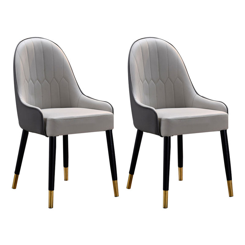 Glam Wood Dining Arm Chairs Leather Dining Chairs for Home Use (Set of 2) Grey Clearhalo ' kitchen&dining_furn' 'Dining Chairs' 'Dining Tables & Seating' 'dining_chair' 'furn' 'furn_dining_chair' 'Furniture' 'furniture_dining_chair' 'Kitchen & Dining Furniture' 'kitchen' 4272508
